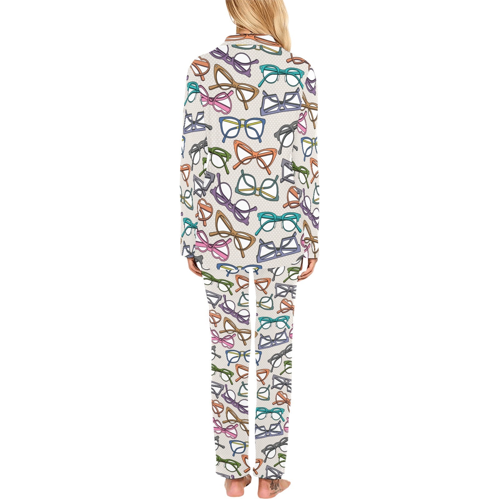 Sun Glasses Pattern Print Design 01 Women's Long Pajama Set