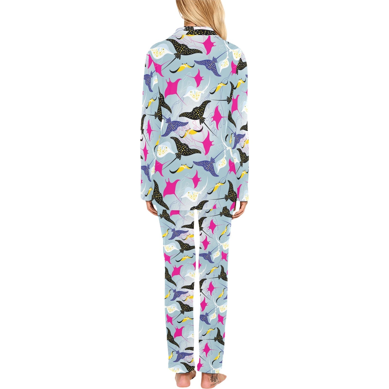 Stingray Pattern Print Design 01 Women's Long Pajama Set