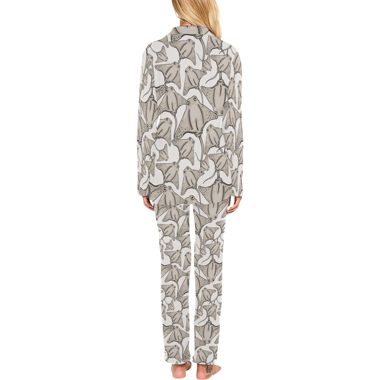 Stingray Pattern Print Design 05 Women's Long Pajama Set