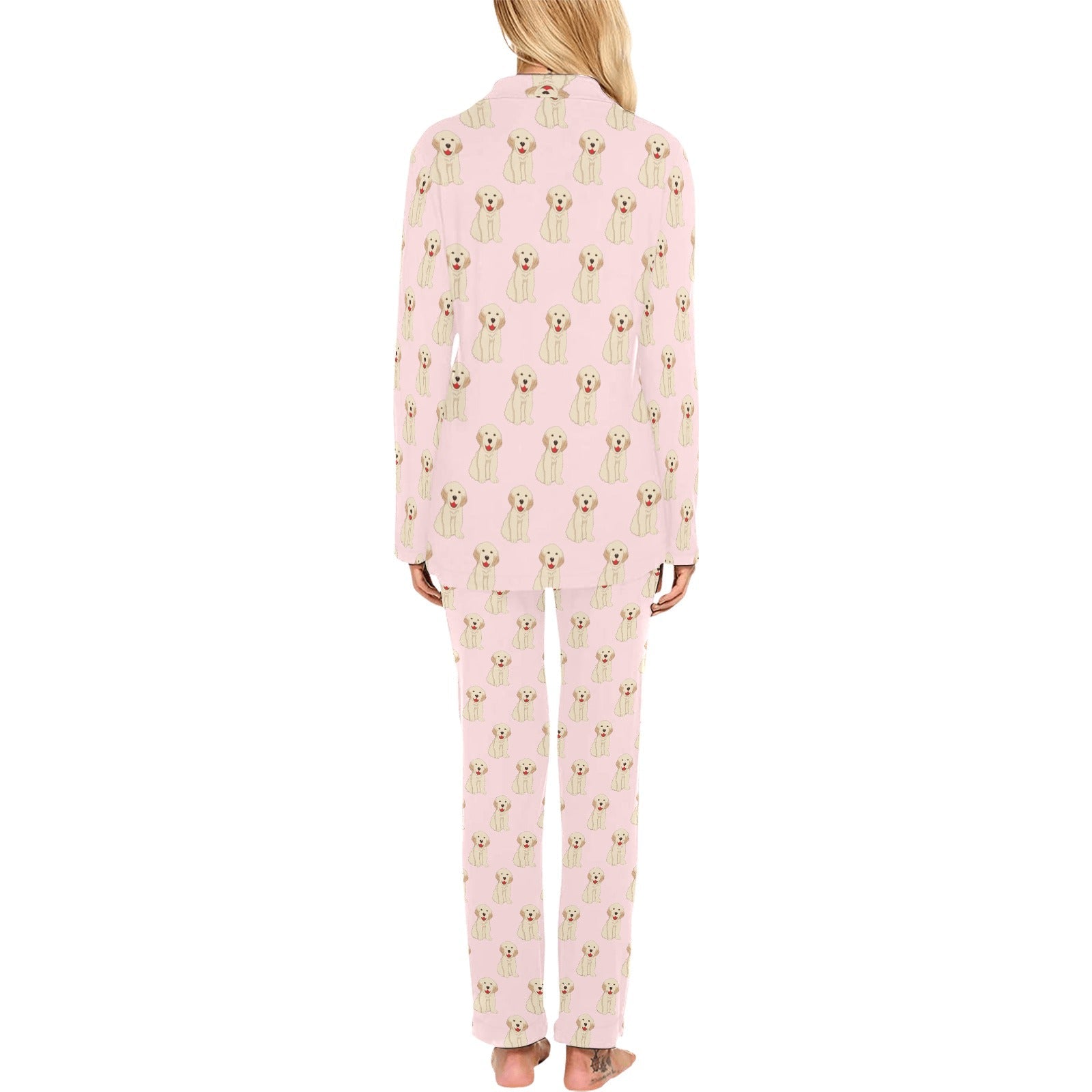Golden Retriever Pattern Print Design 02 Women's Long Pajama Set