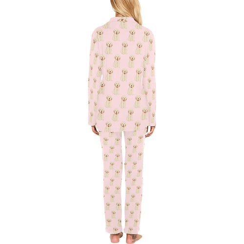Golden Retriever Pattern Print Design 02 Women's Long Pajama Set