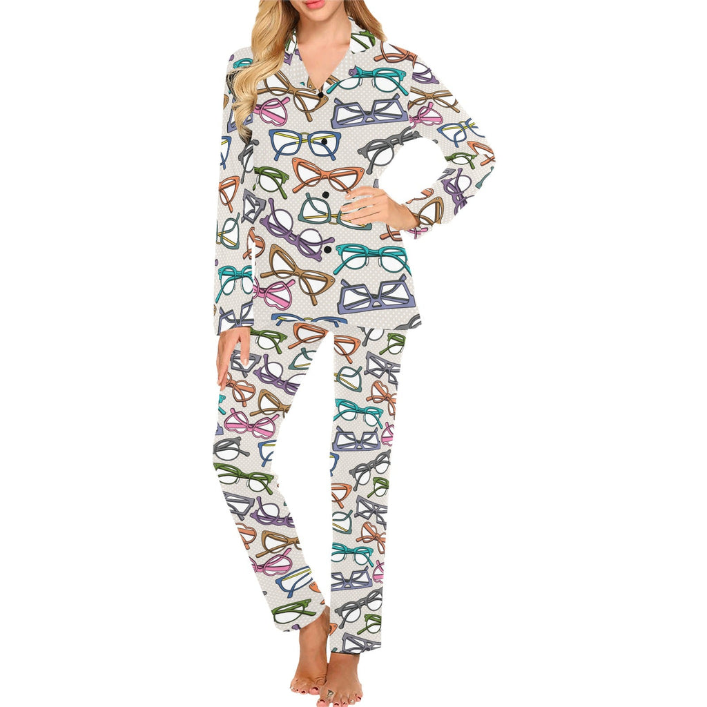 Sun Glasses Pattern Print Design 01 Women's Long Pajama Set