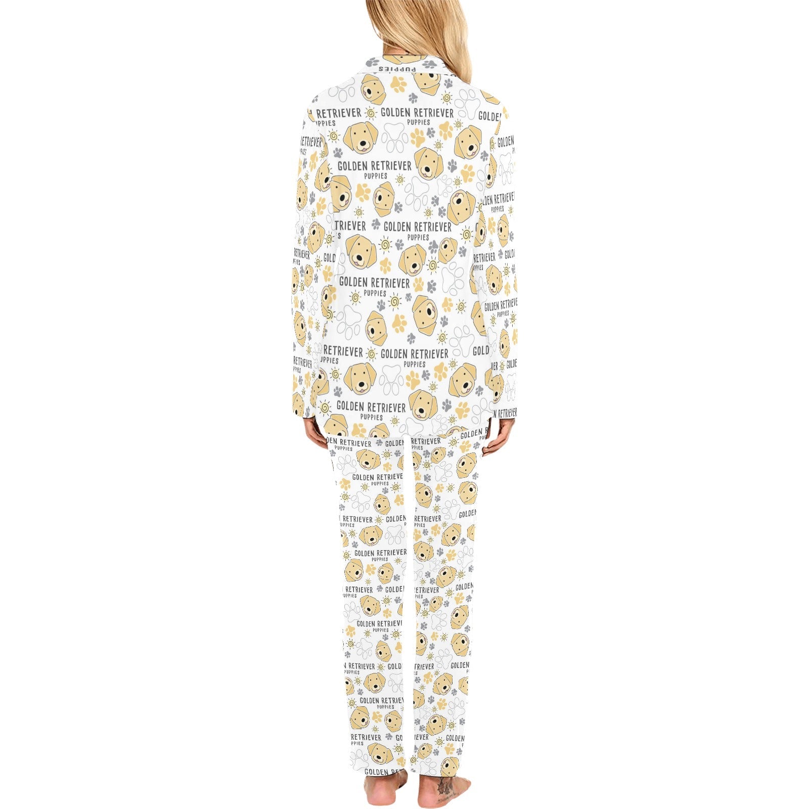 Golden Retriever Pattern Print Design 04 Women's Long Pajama Set