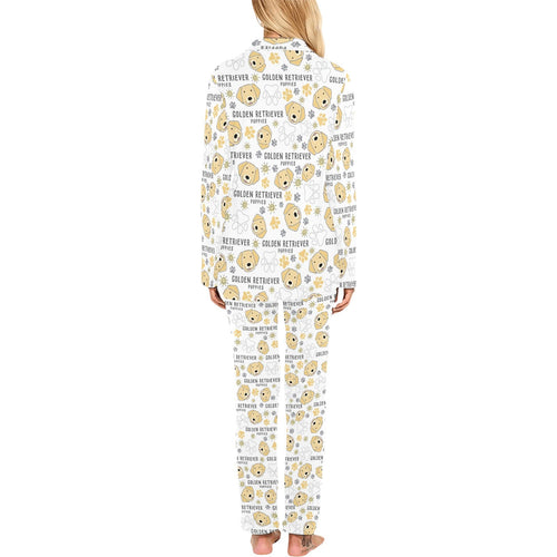 Golden Retriever Pattern Print Design 04 Women's Long Pajama Set