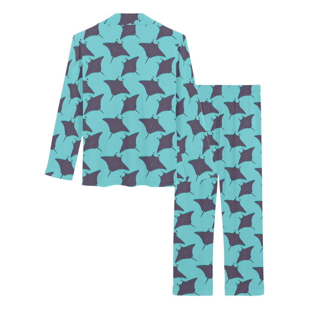 Stingray Pattern Print Design 02 Women's Long Pajama Set