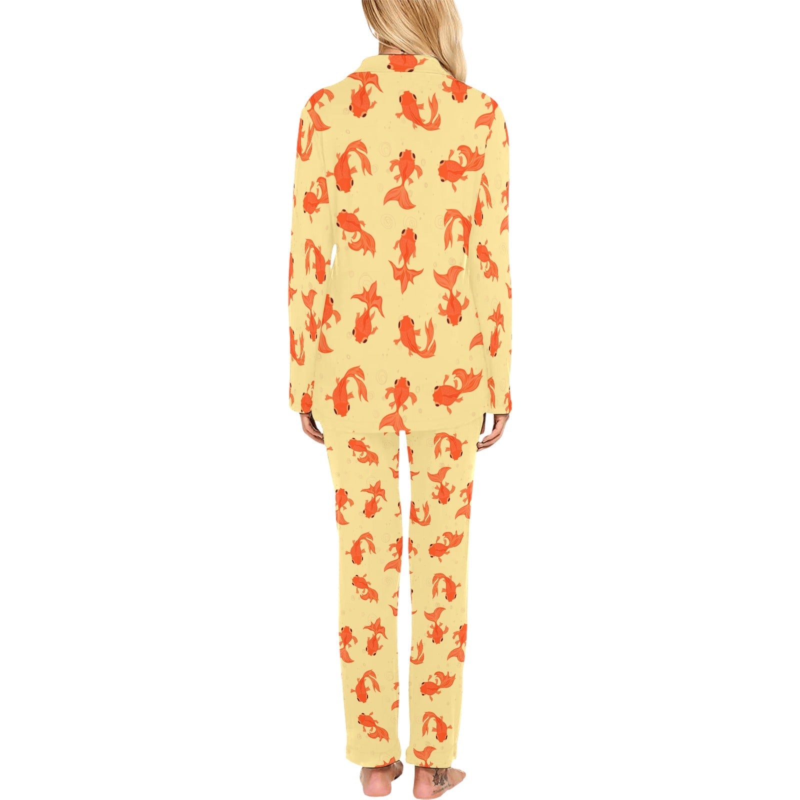 Goldfish Pattern Print Design 02 Women's Long Pajama Set