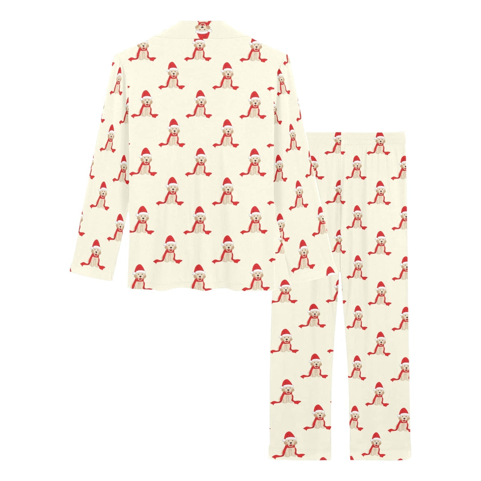 Golden Retriever Pattern Print Design 01 Women's Long Pajama Set