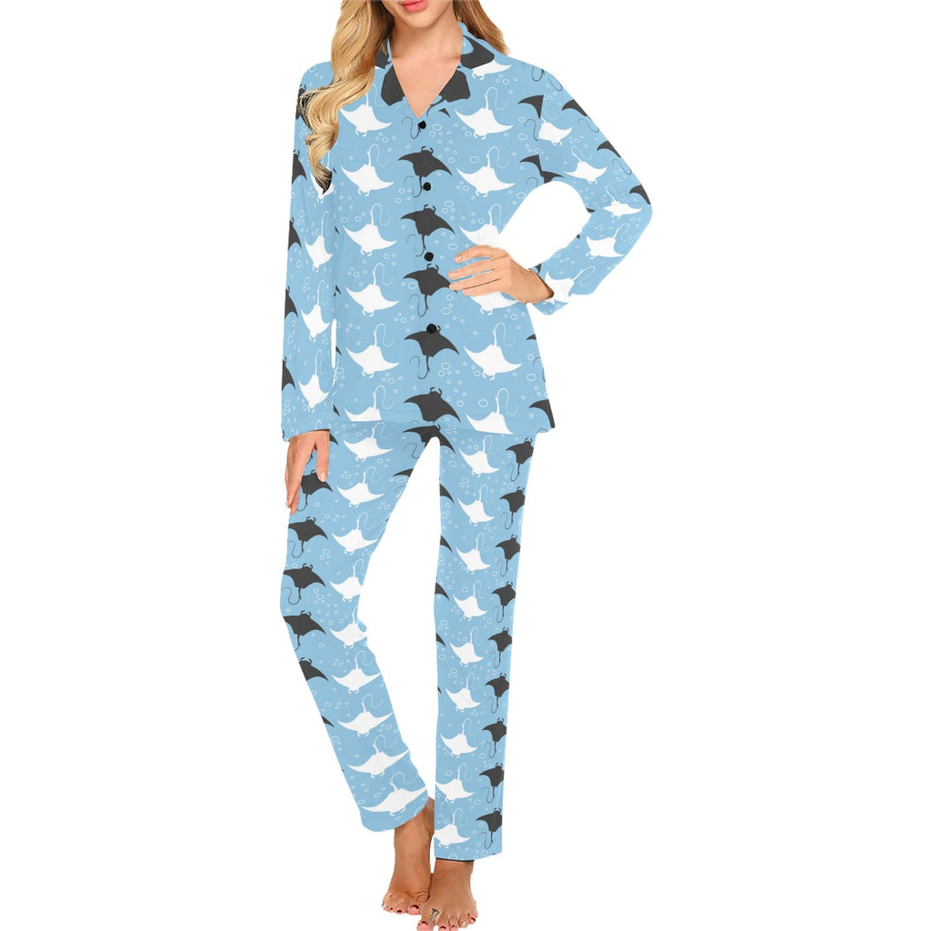 Stingray Pattern Print Design 03 Women's Long Pajama Set