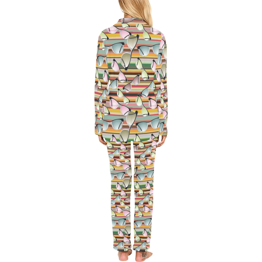 Sun Glasses Pattern Print Design 02 Women's Long Pajama Set