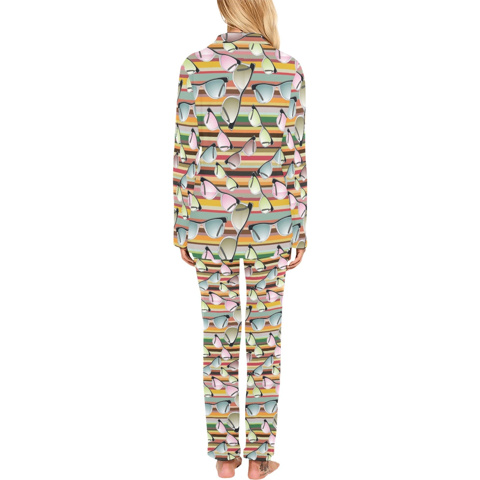 Sun Glasses Pattern Print Design 02 Women's Long Pajama Set