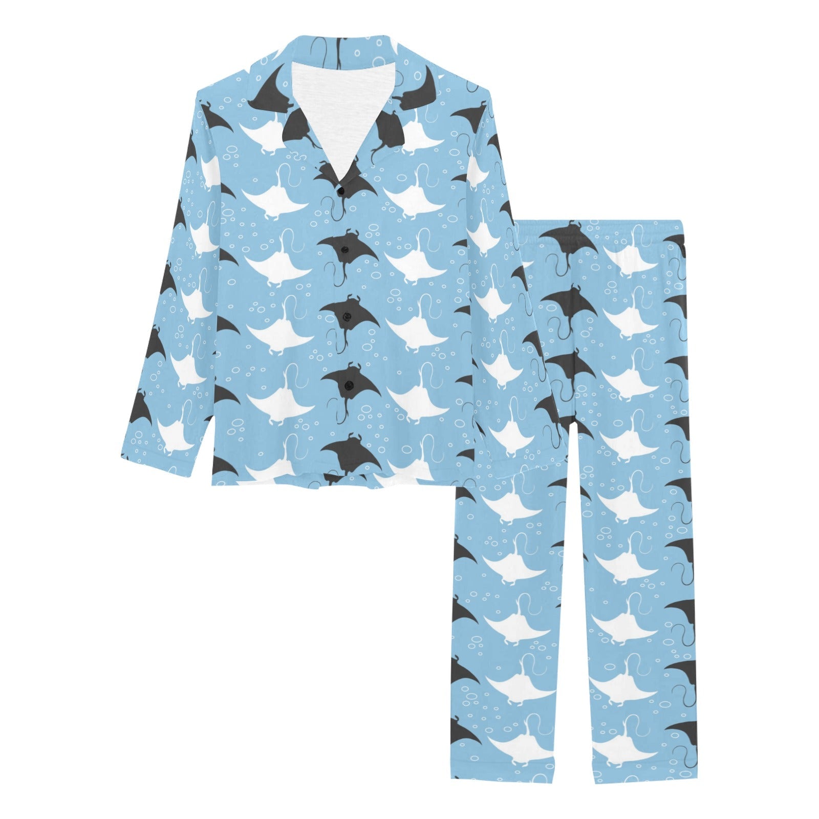 Stingray Pattern Print Design 03 Women's Long Pajama Set