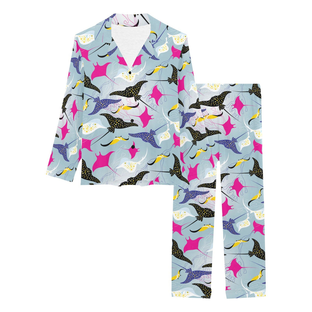 Stingray Pattern Print Design 01 Women's Long Pajama Set