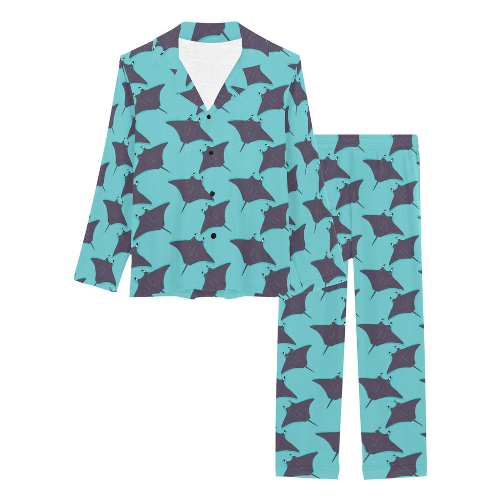 Stingray Pattern Print Design 02 Women's Long Pajama Set