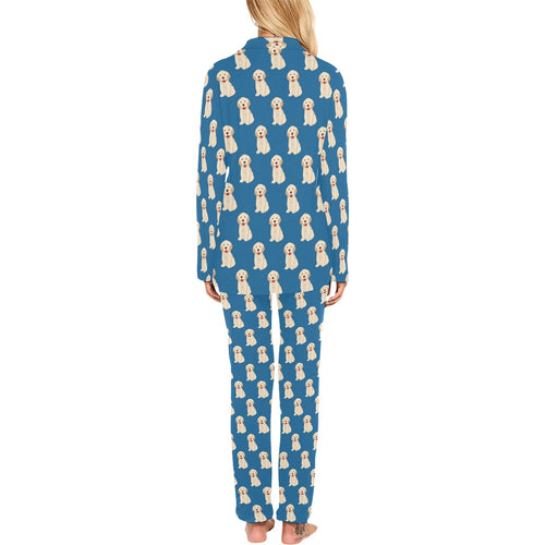Golden Retriever Pattern Print Design 03 Women's Long Pajama Set