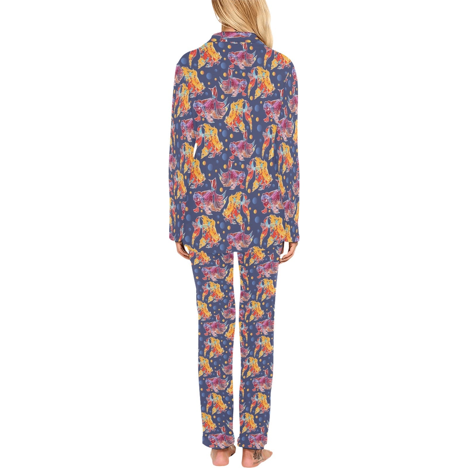 Goldfish Pattern Print Design 05 Women's Long Pajama Set