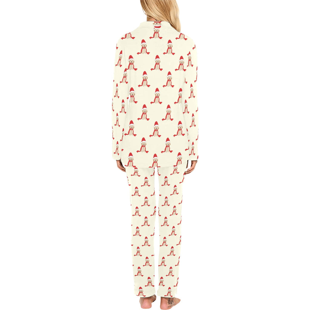 Golden Retriever Pattern Print Design 01 Women's Long Pajama Set