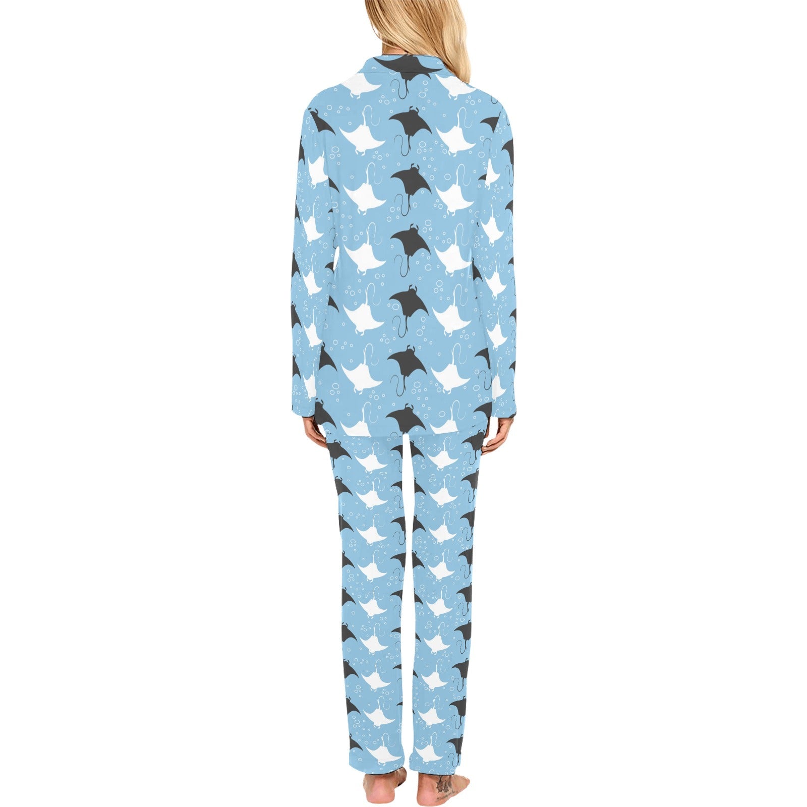 Stingray Pattern Print Design 03 Women's Long Pajama Set
