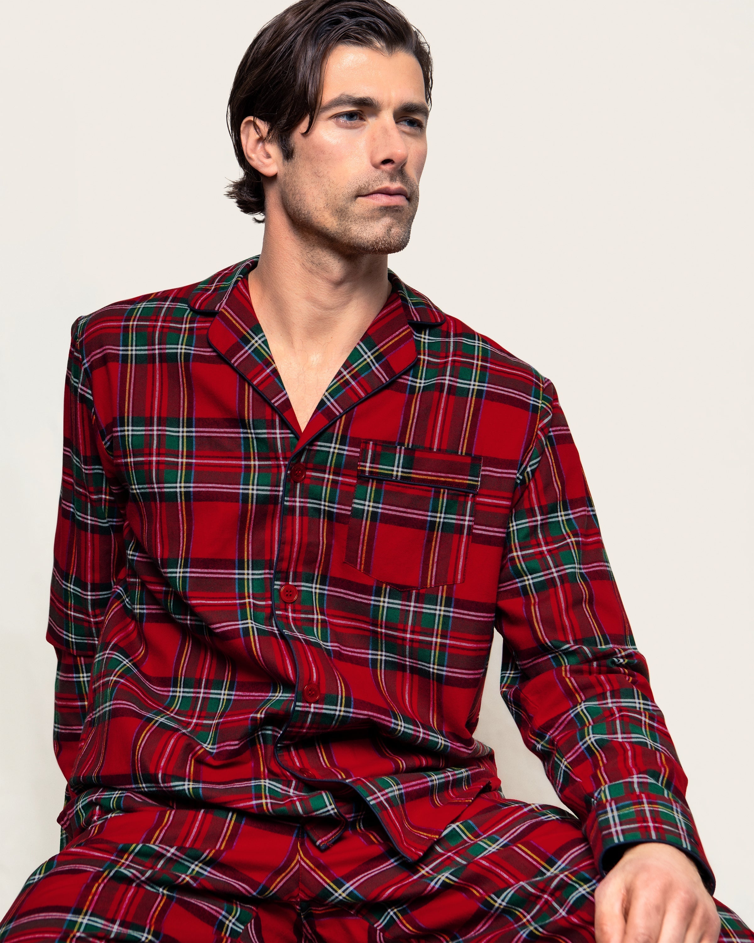 Men's Brushed Twill Pajama Set in Imperial Tartan