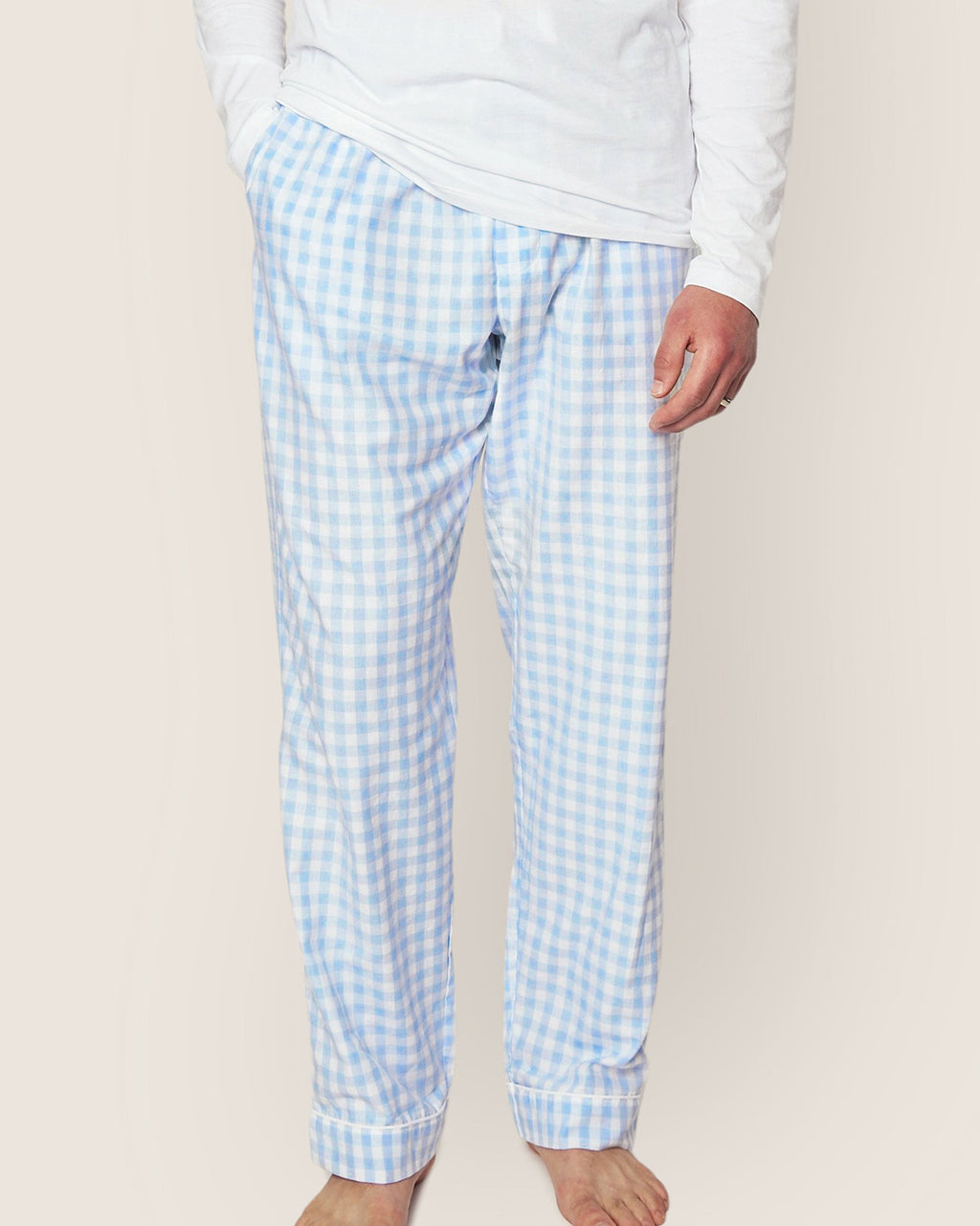 Men's Twill Pajama Pant in Light Blue Gingham