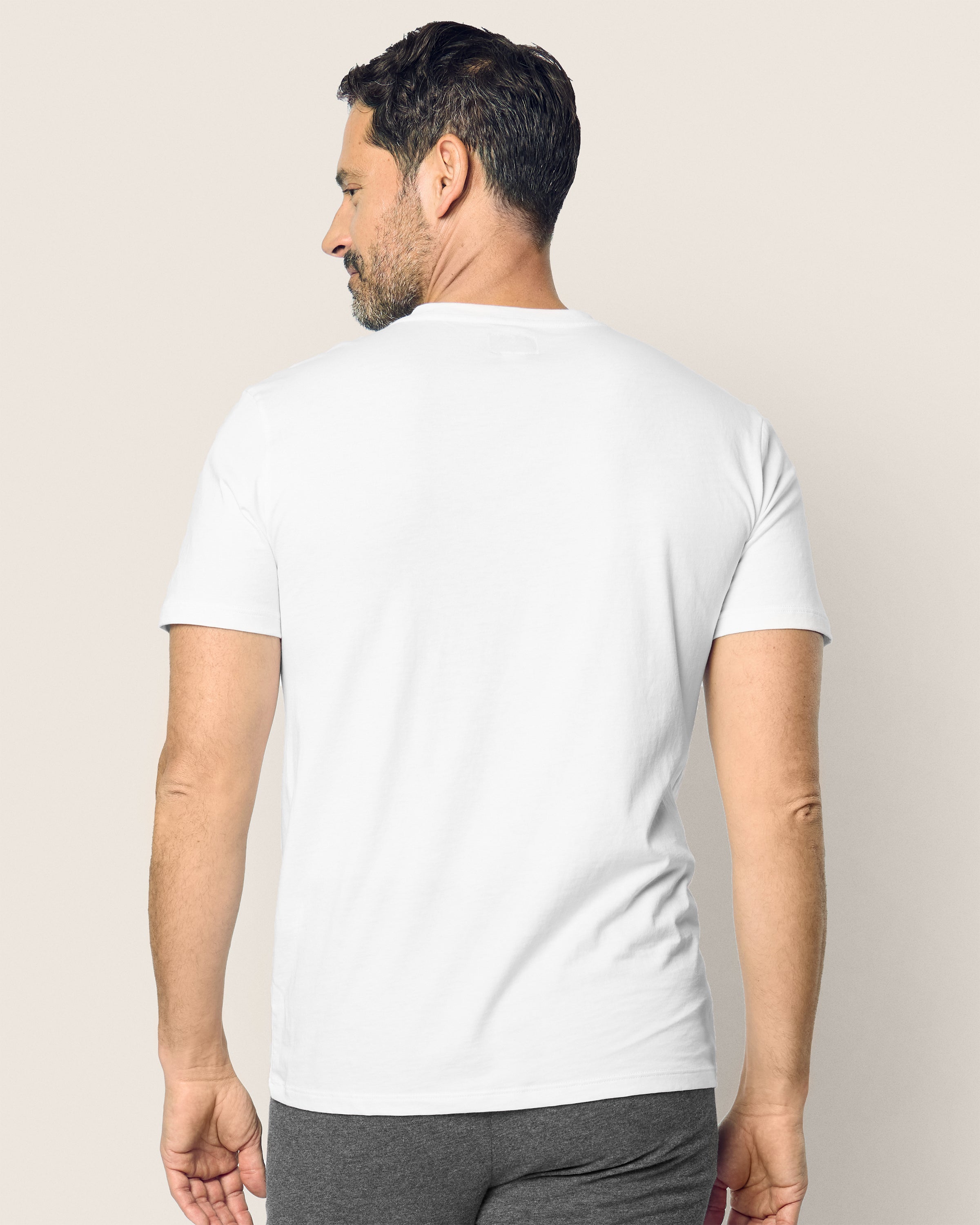 Men's Pima V-Neck Top in White