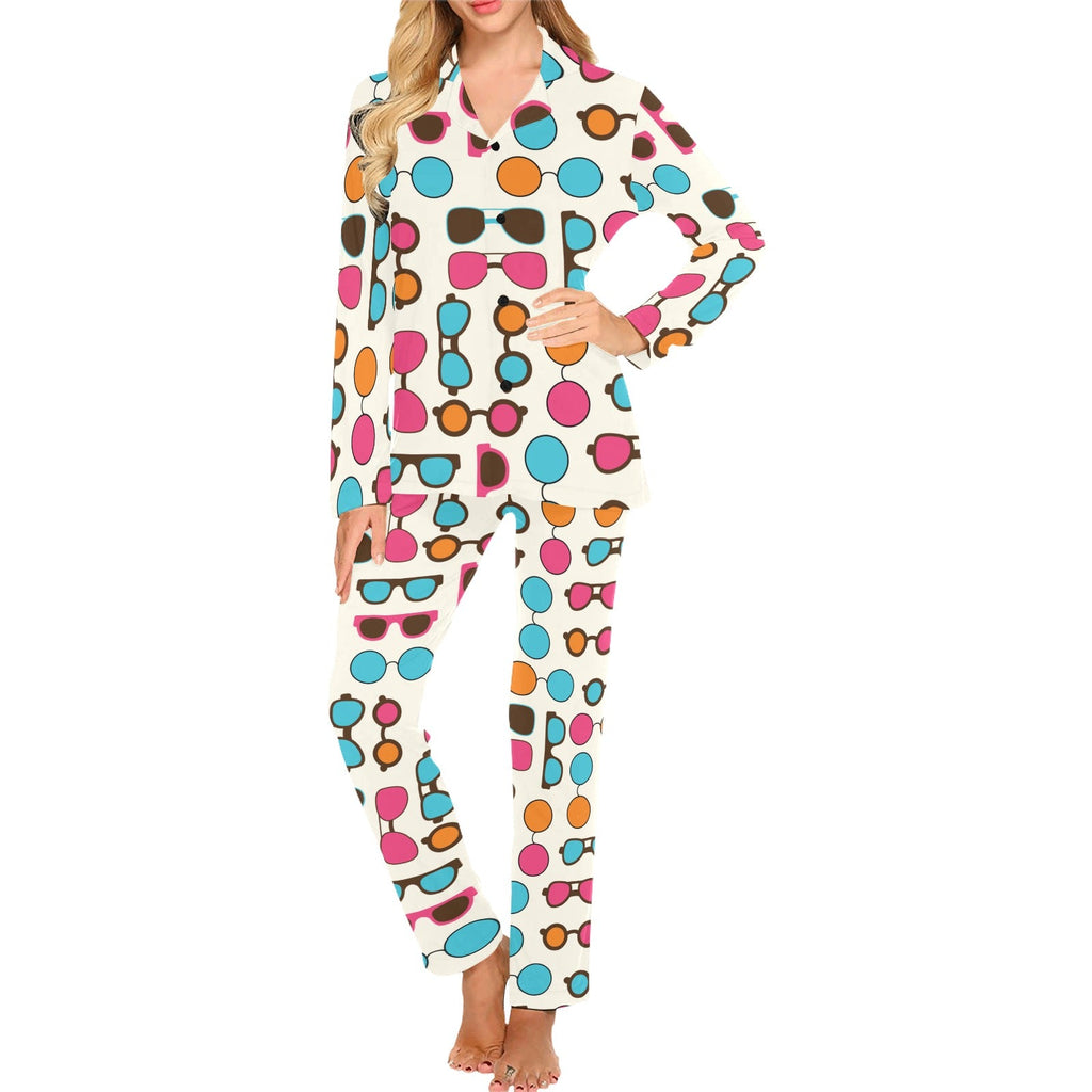 Sun Glasses Pattern Print Design 03 Women's Long Pajama Set
