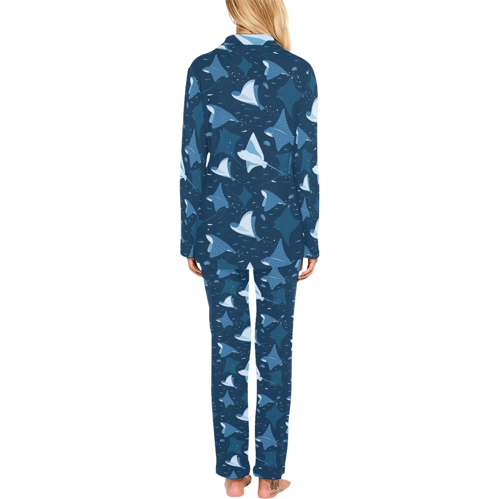 Stingray Pattern Print Design 04 Women's Long Pajama Set