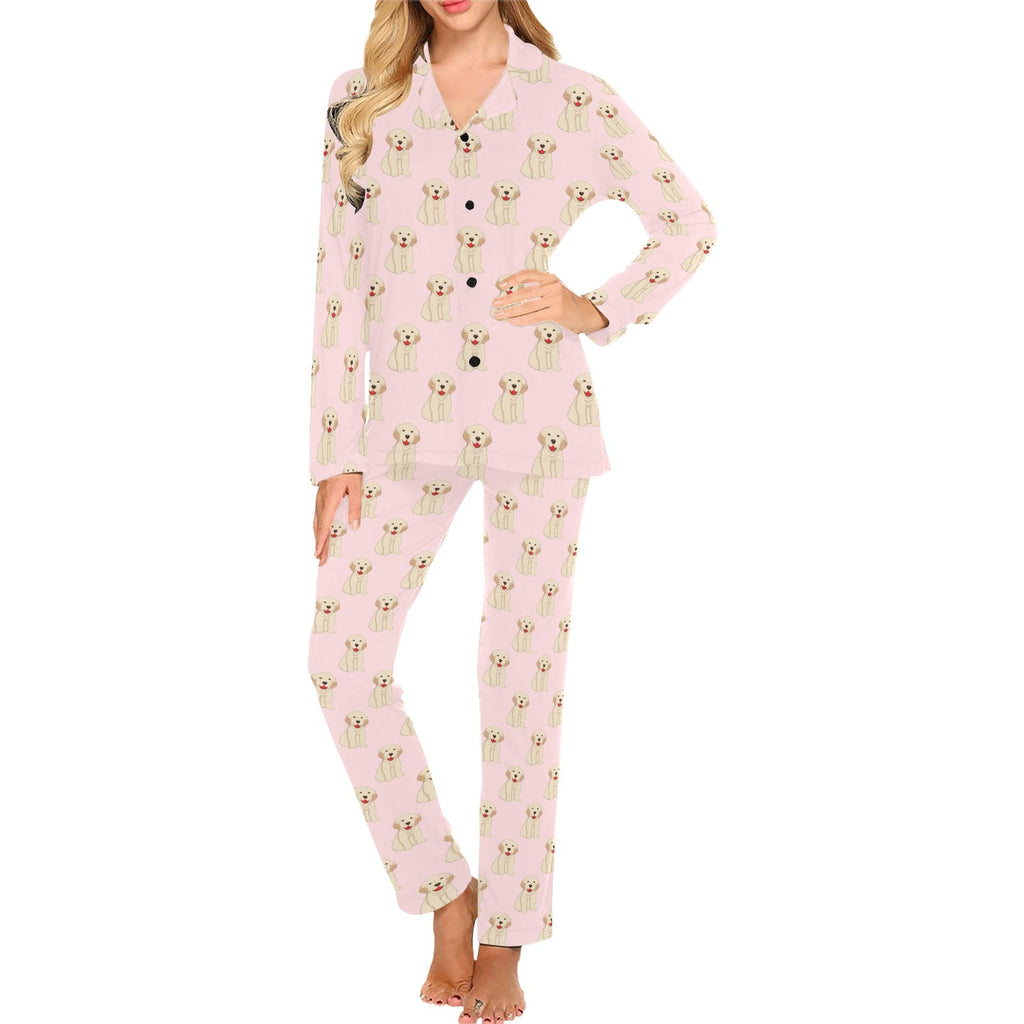 Golden Retriever Pattern Print Design 02 Women's Long Pajama Set