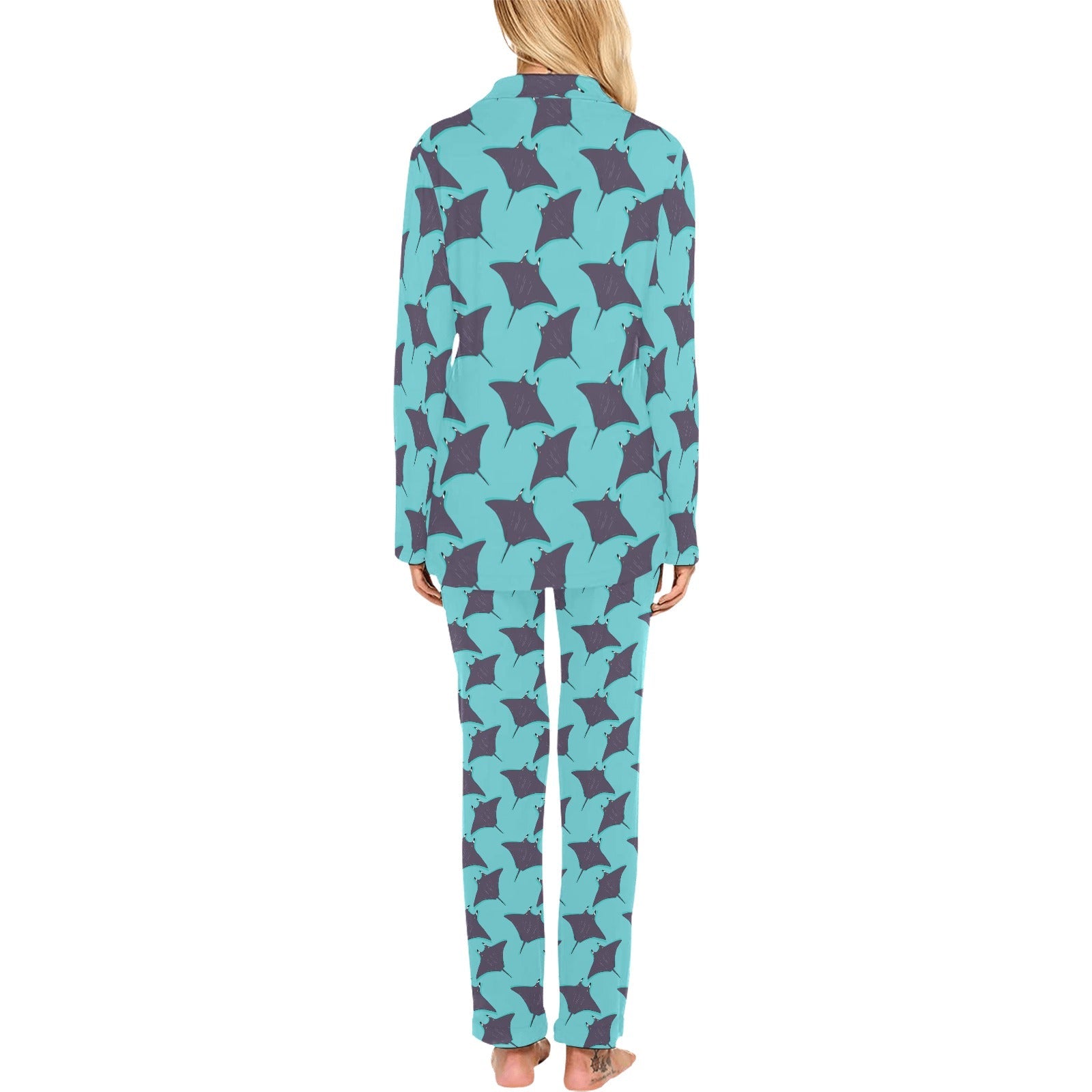 Stingray Pattern Print Design 02 Women's Long Pajama Set