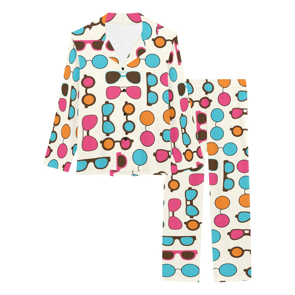 Sun Glasses Pattern Print Design 03 Women's Long Pajama Set