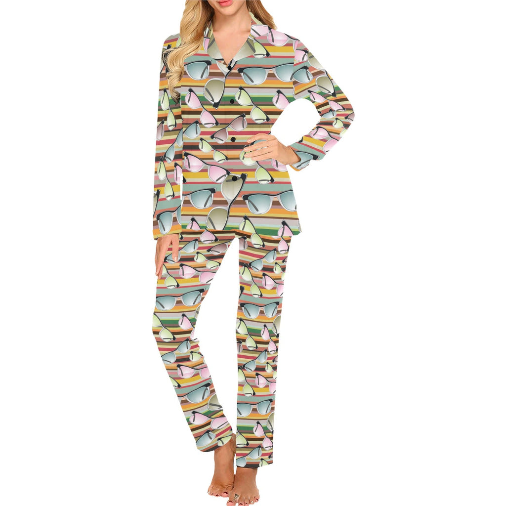 Sun Glasses Pattern Print Design 02 Women's Long Pajama Set