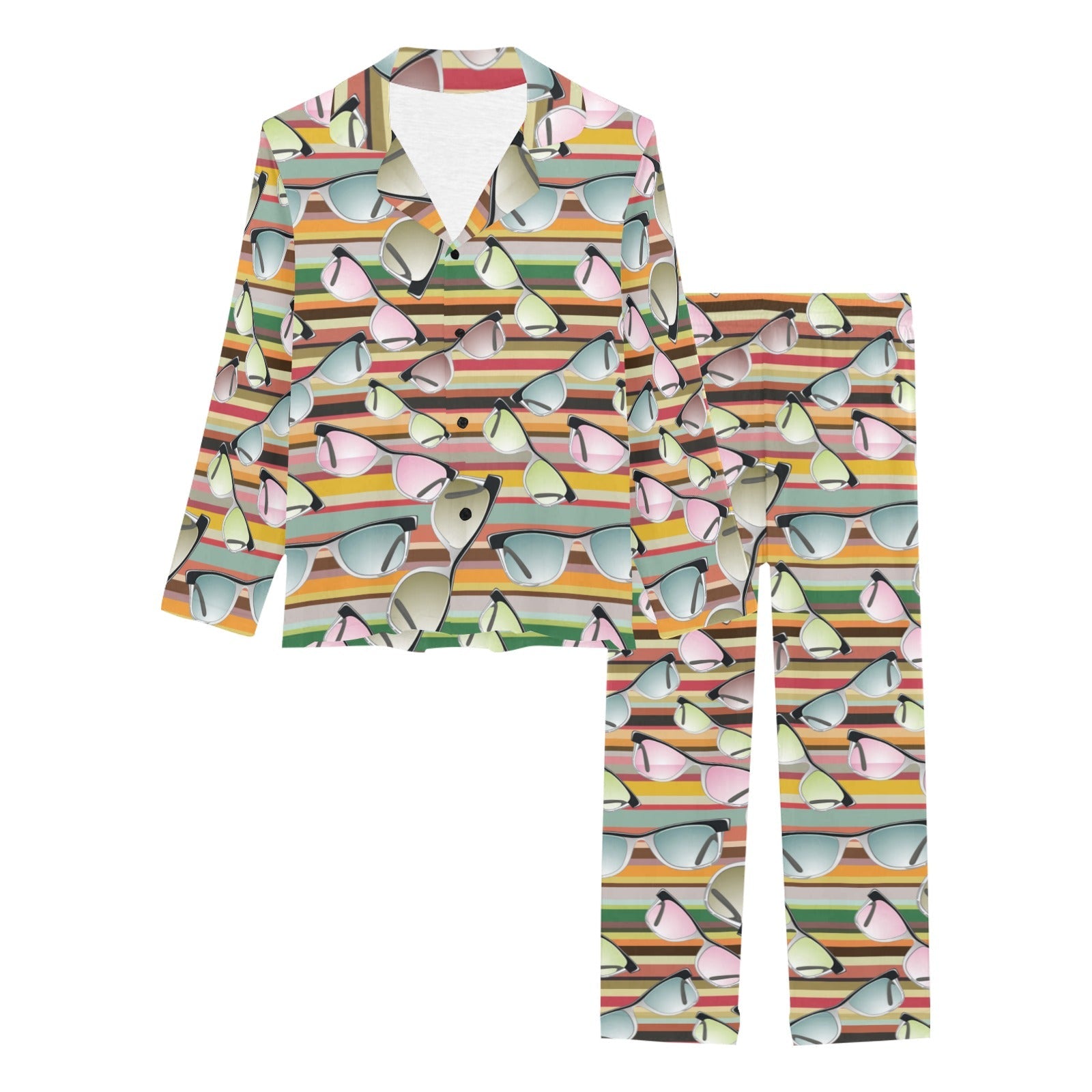 Sun Glasses Pattern Print Design 02 Women's Long Pajama Set