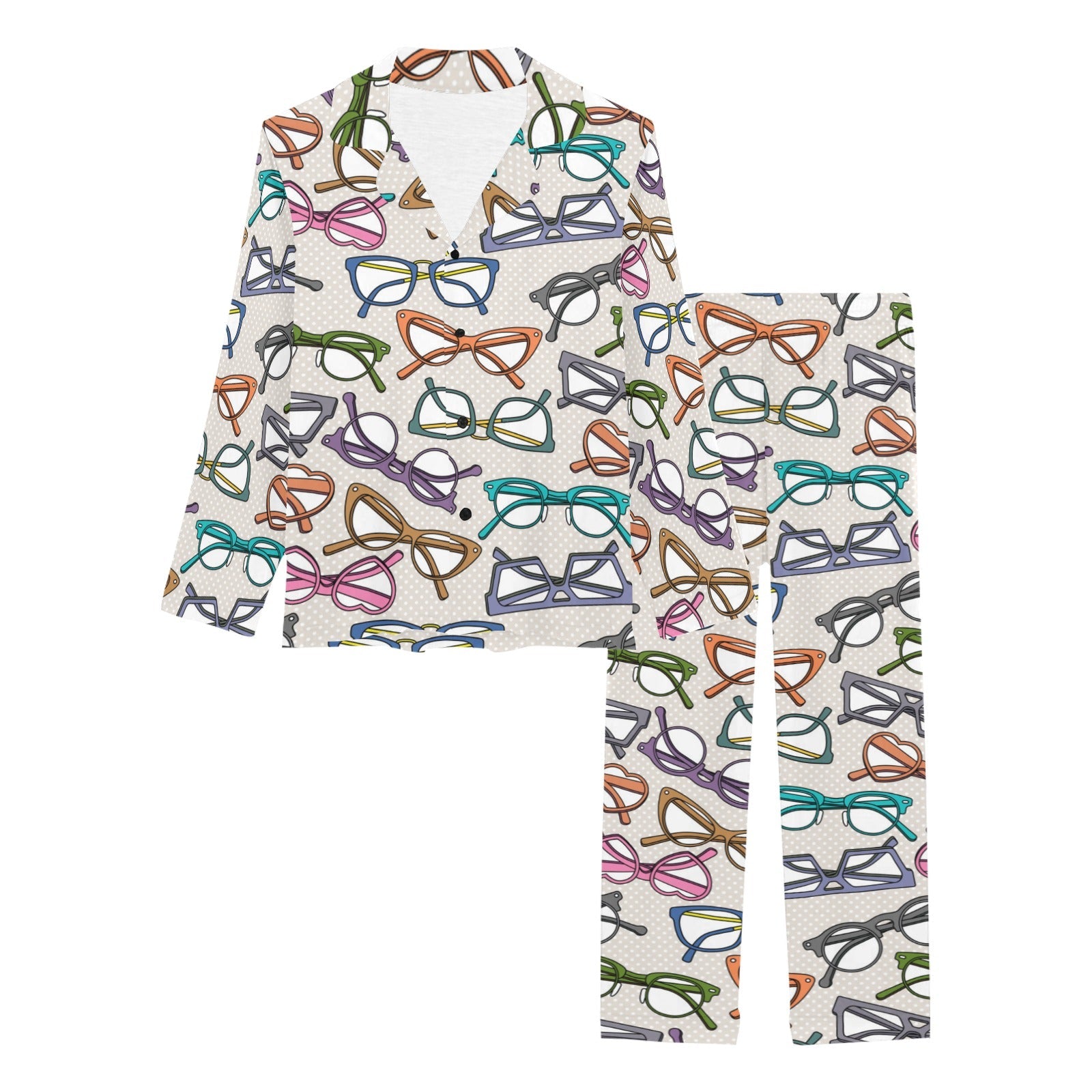 Sun Glasses Pattern Print Design 01 Women's Long Pajama Set